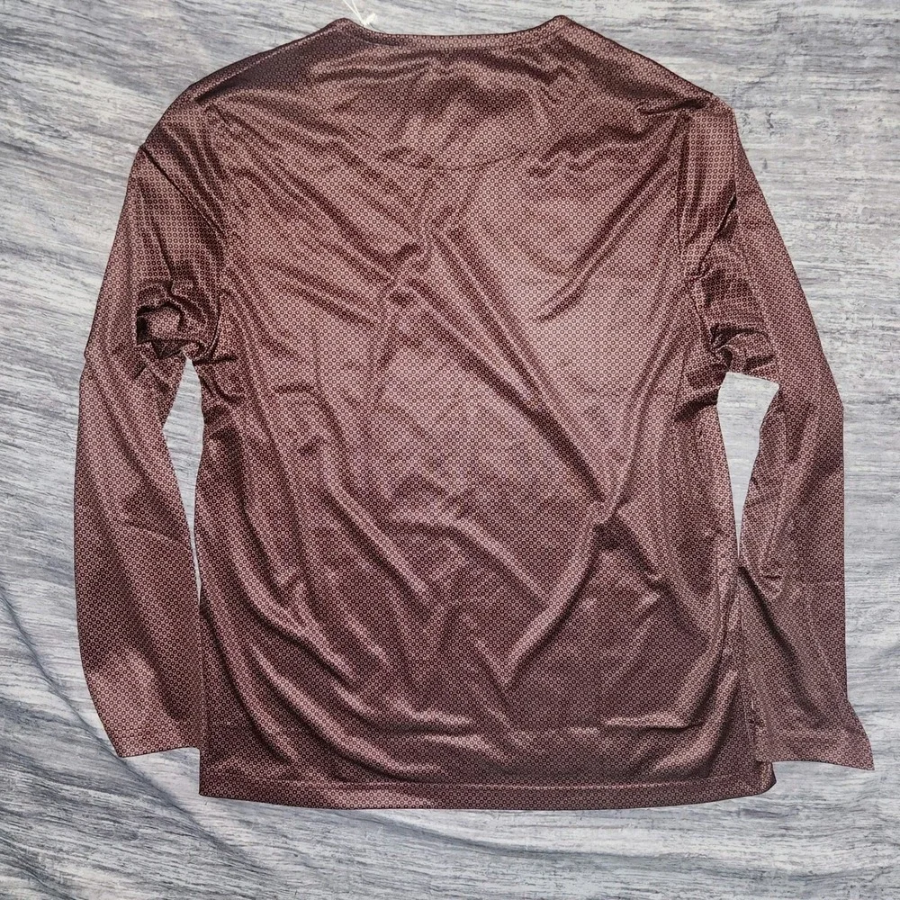 Con.Struct Dot Print Henley Shirt Slim Fit Long Sleeve‎ Burgundy Size L